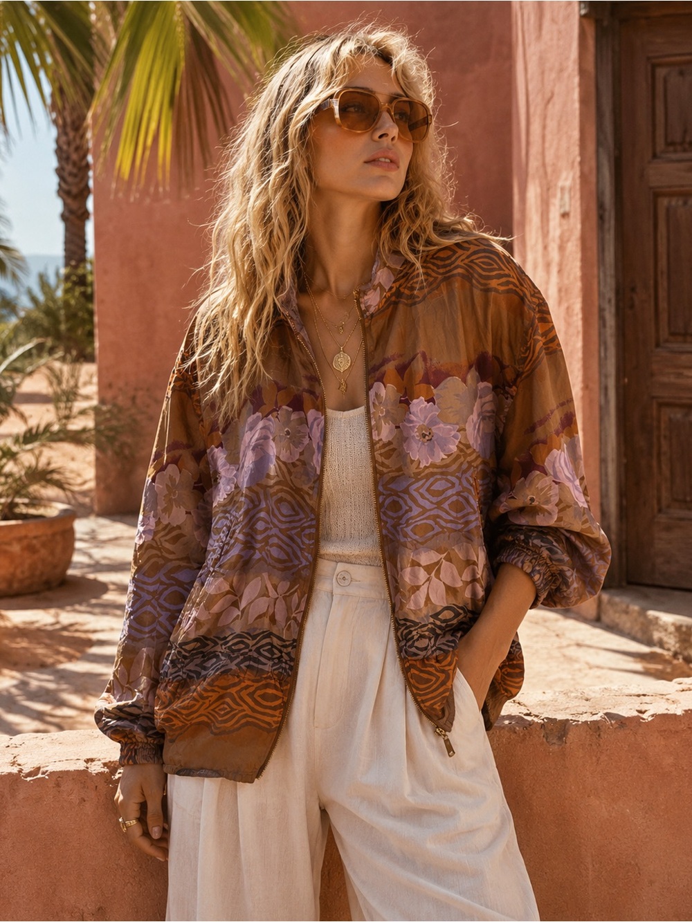 Vintage Silk Bomber Jacket | 100% Silk | Medium
